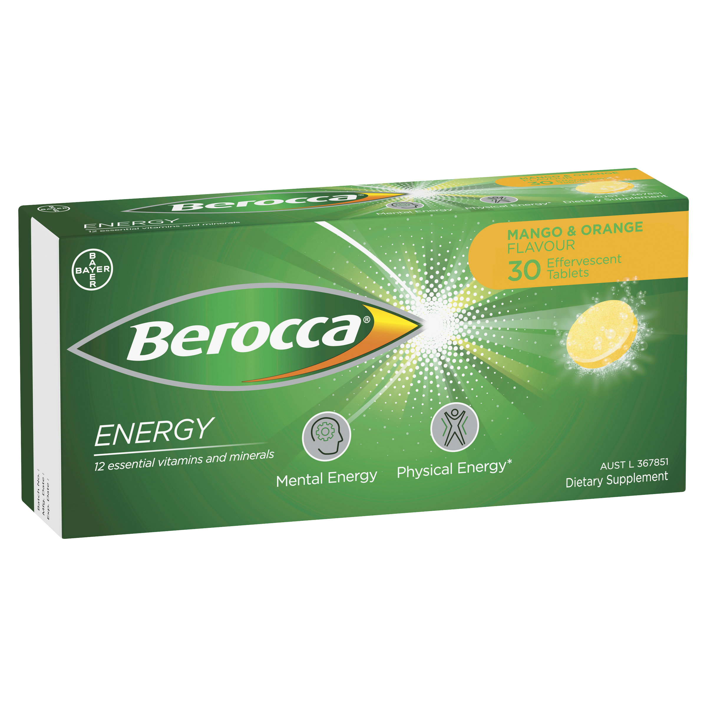 Berocca Mango & Orange Effervescent Tablets