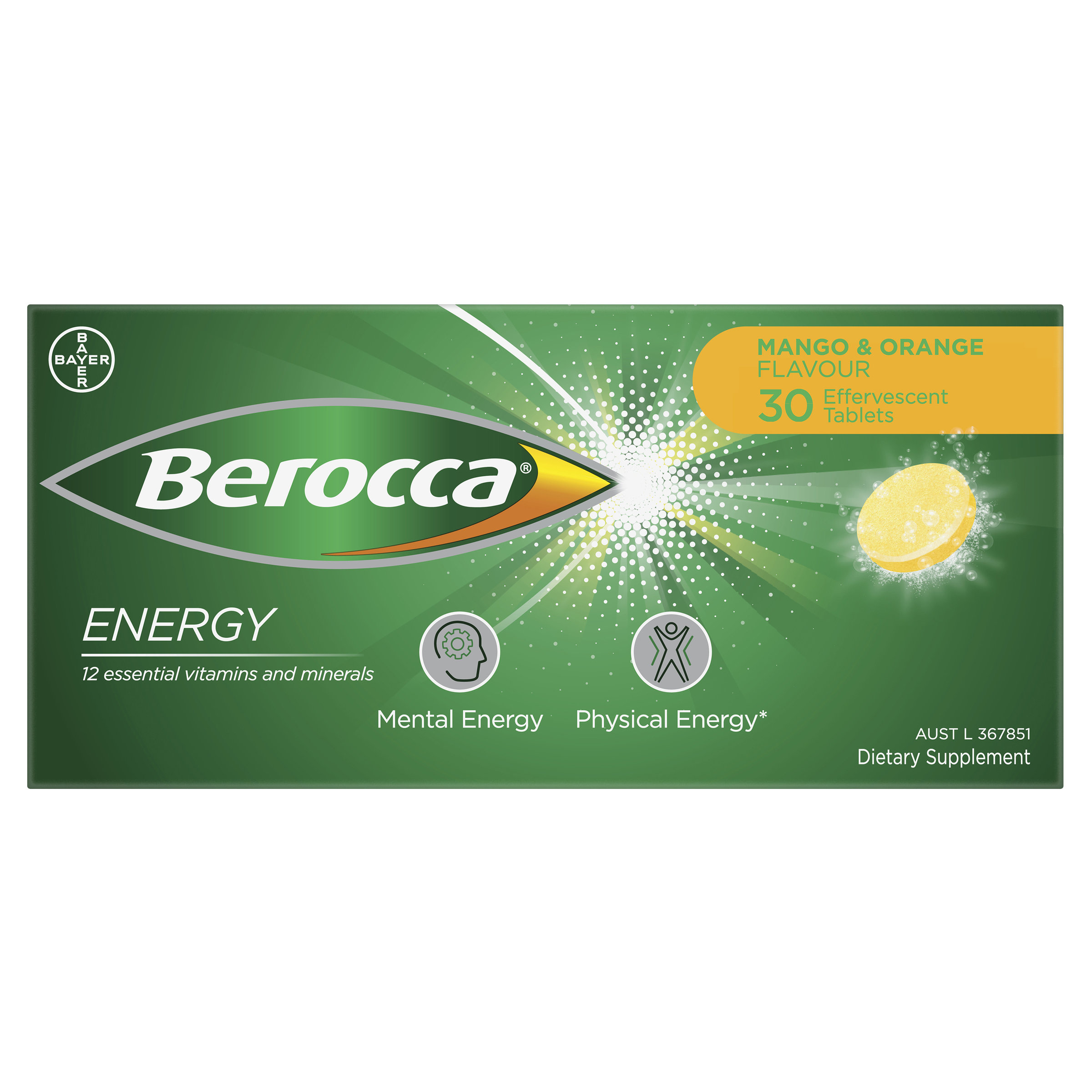 Berocca Mango & Orange Effervescent Tablets