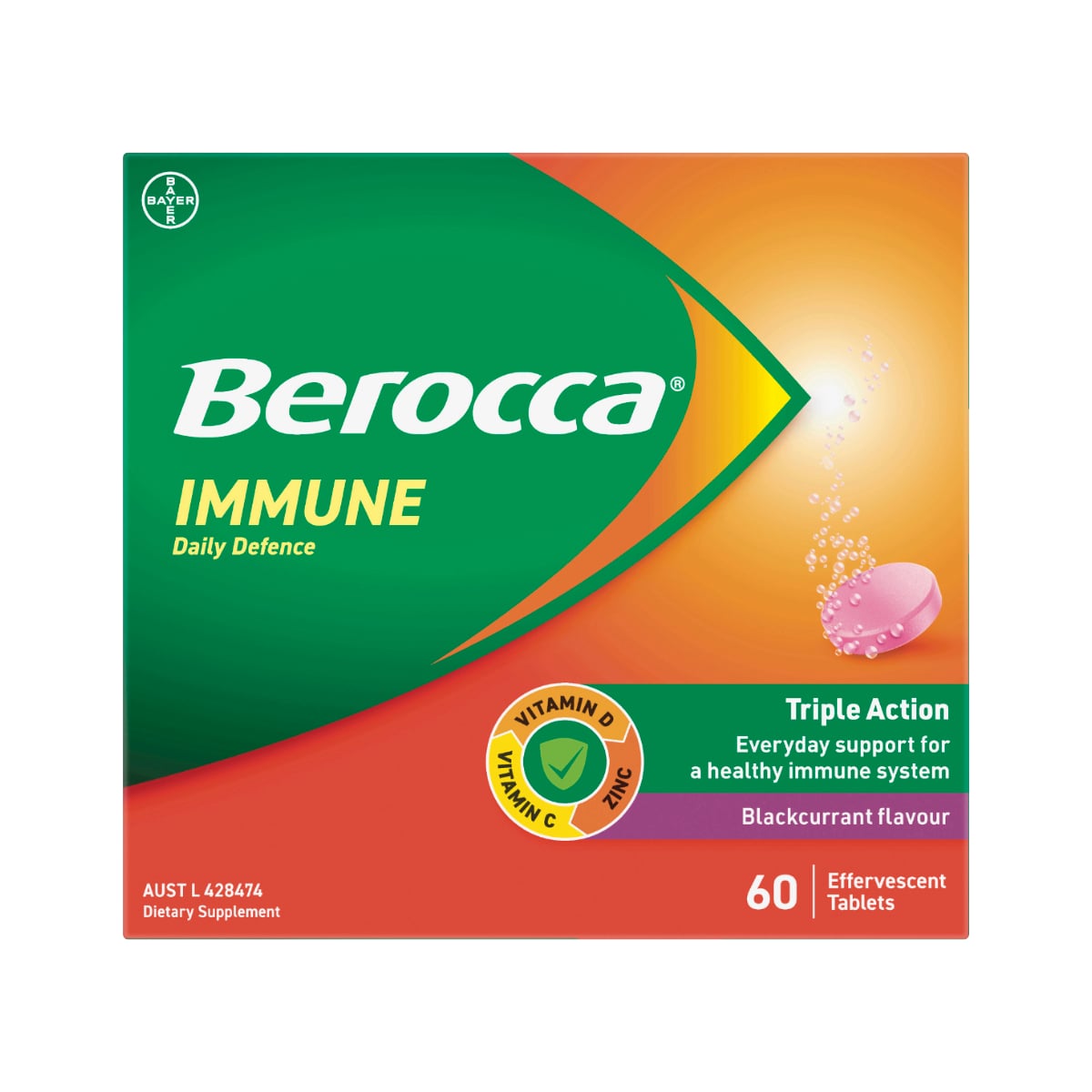 Berocca Immune Daily Defence Blackcurrant Effervescent Tablets