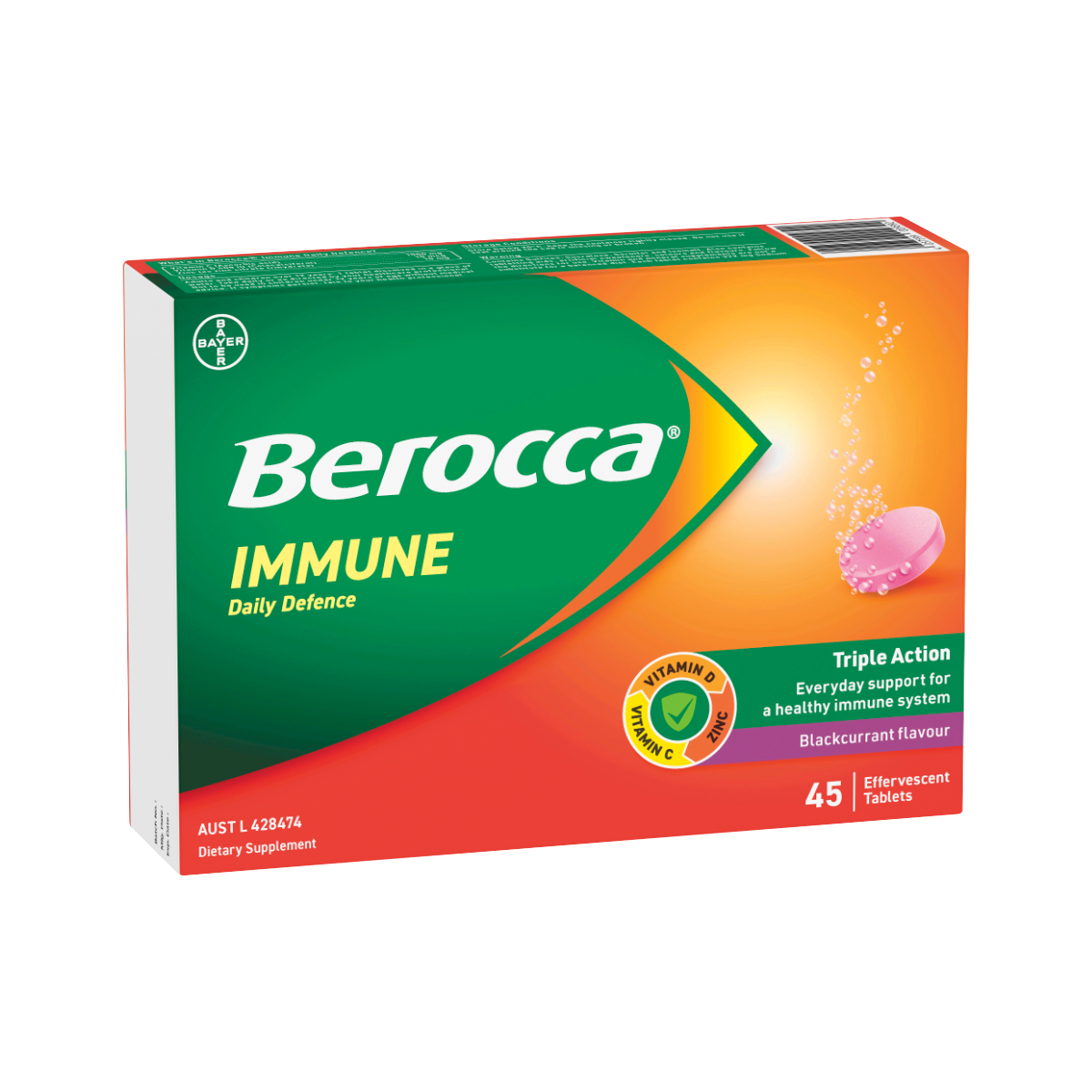Berocca Immune Daily Defence Blackcurrant Effervescent Tablets