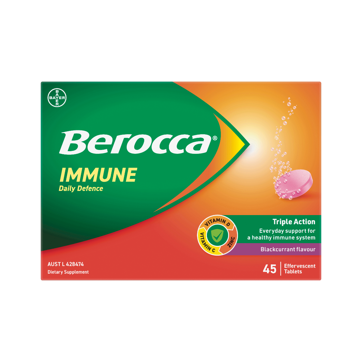 Berocca Immune Daily Defence Blackcurrant Effervescent Tablets