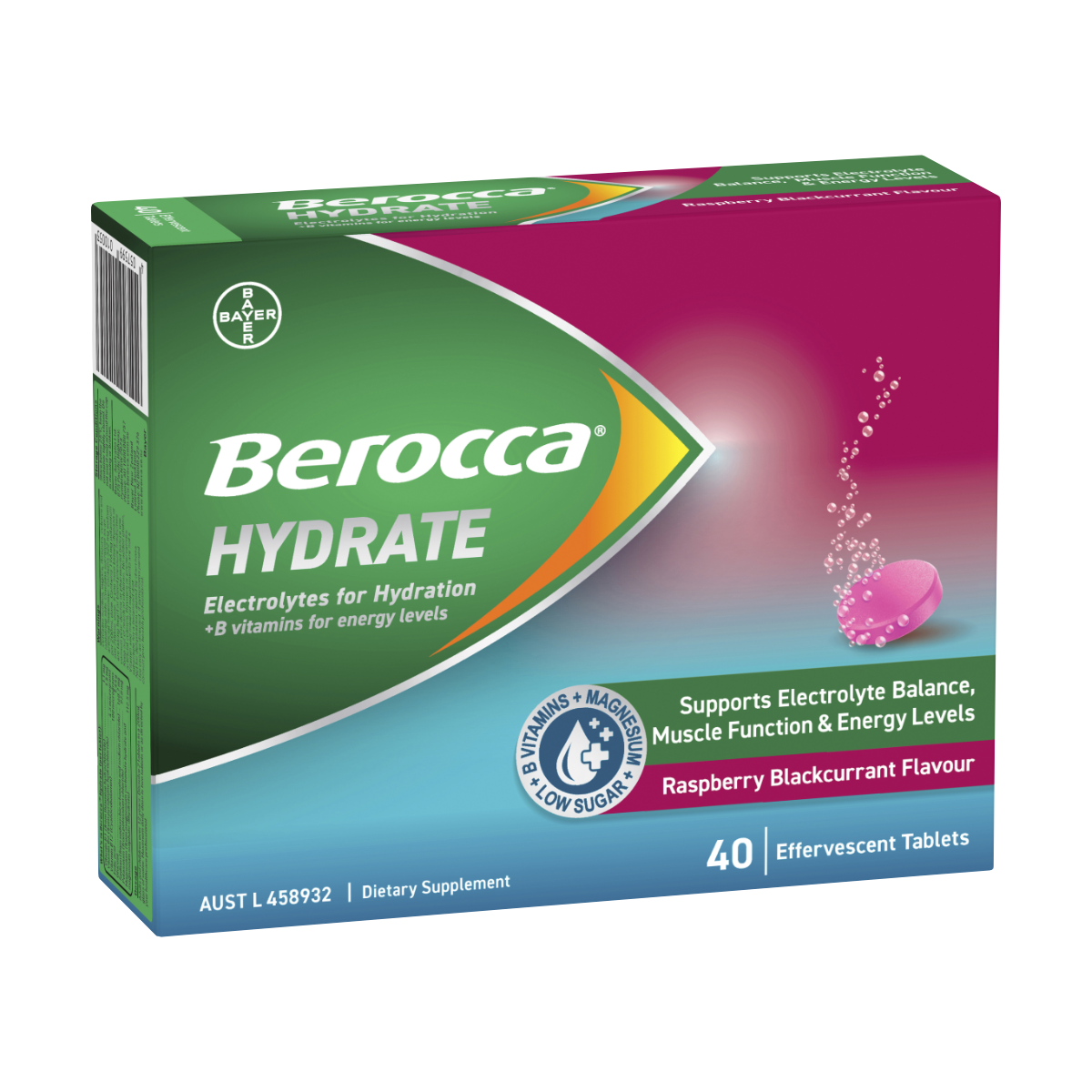 Berocca Hydrate Raspberry Blackcurrant Effervescent Tablets