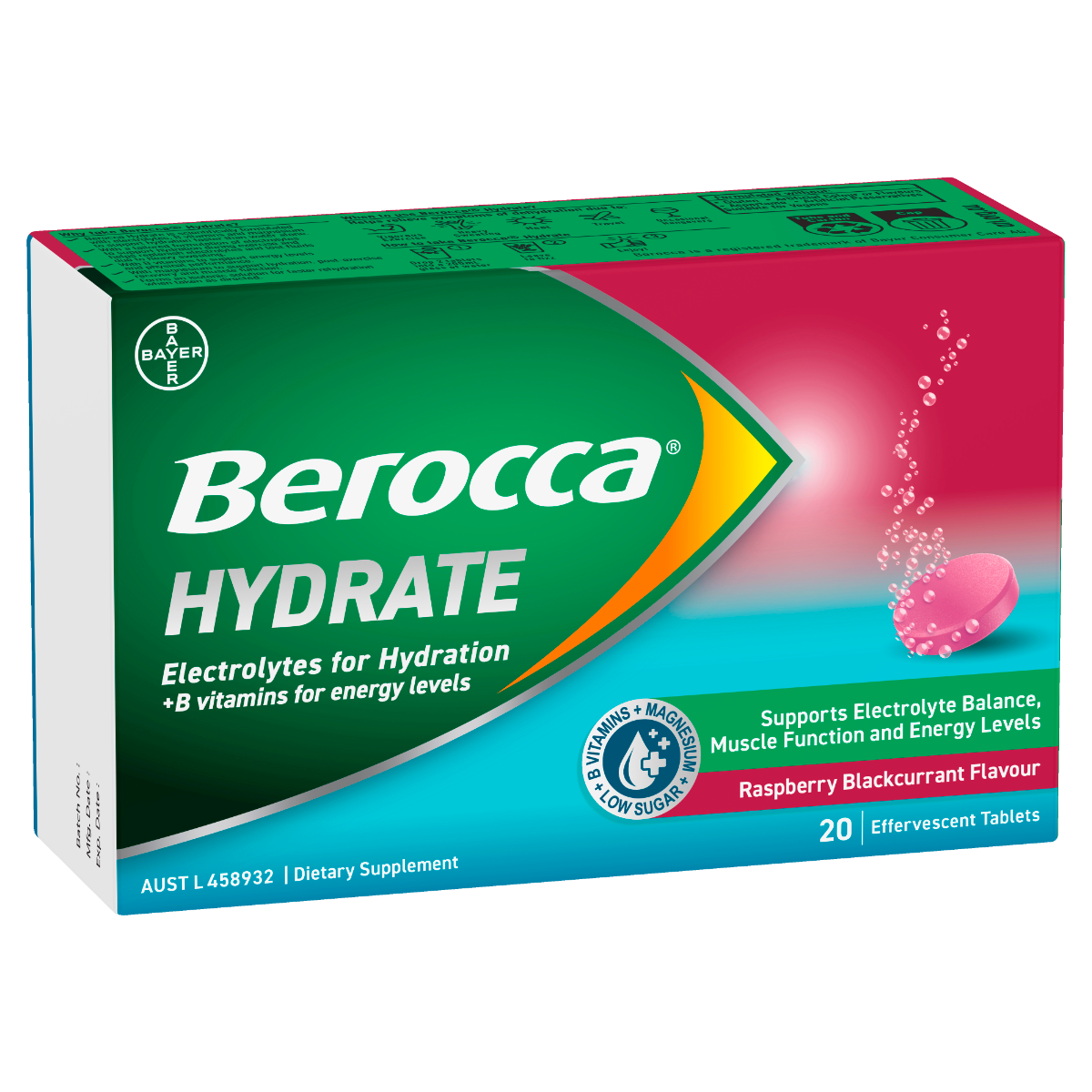 Berocca Hydrate Raspberry Blackcurrant Effervescent Tablets